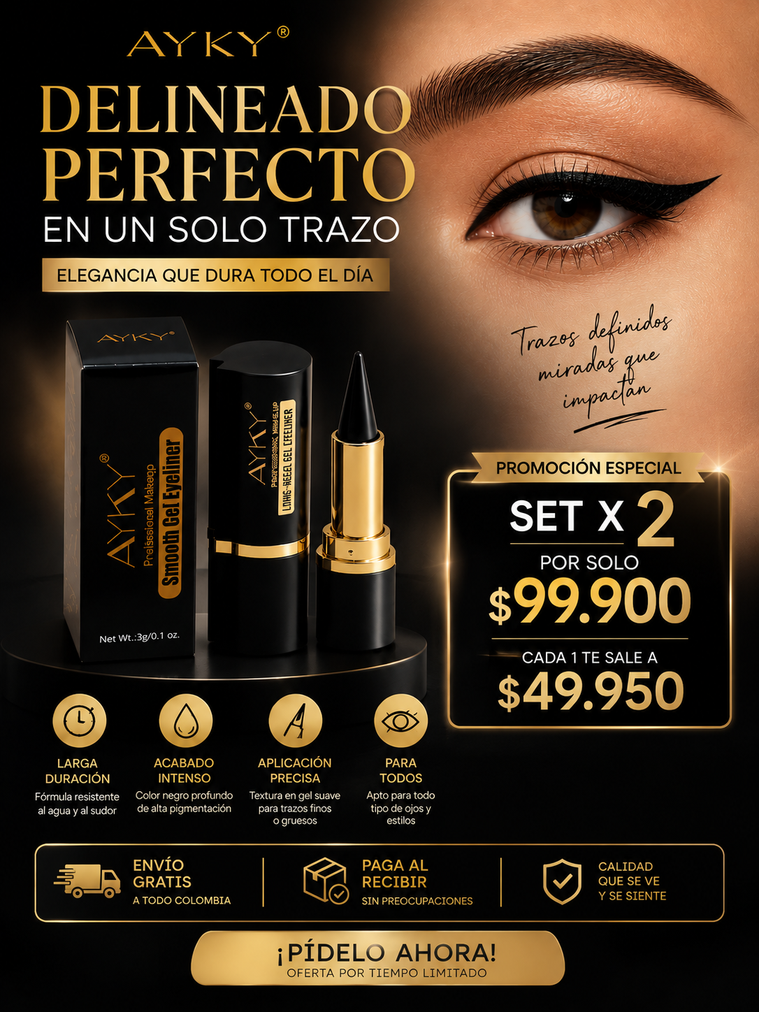 Set x2 de Lápices Delineadores en Gel: Impermeable y de Fijación Inmediata