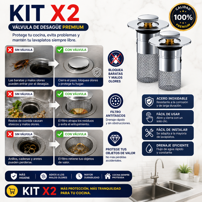 Kit x2 - Tapón Filtro Acero Inoxidable DuoBlock Steel®